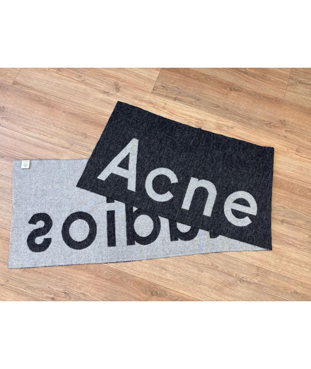 ACNE STUDIOS Антрацитовый шерстяной шарф, фото 3