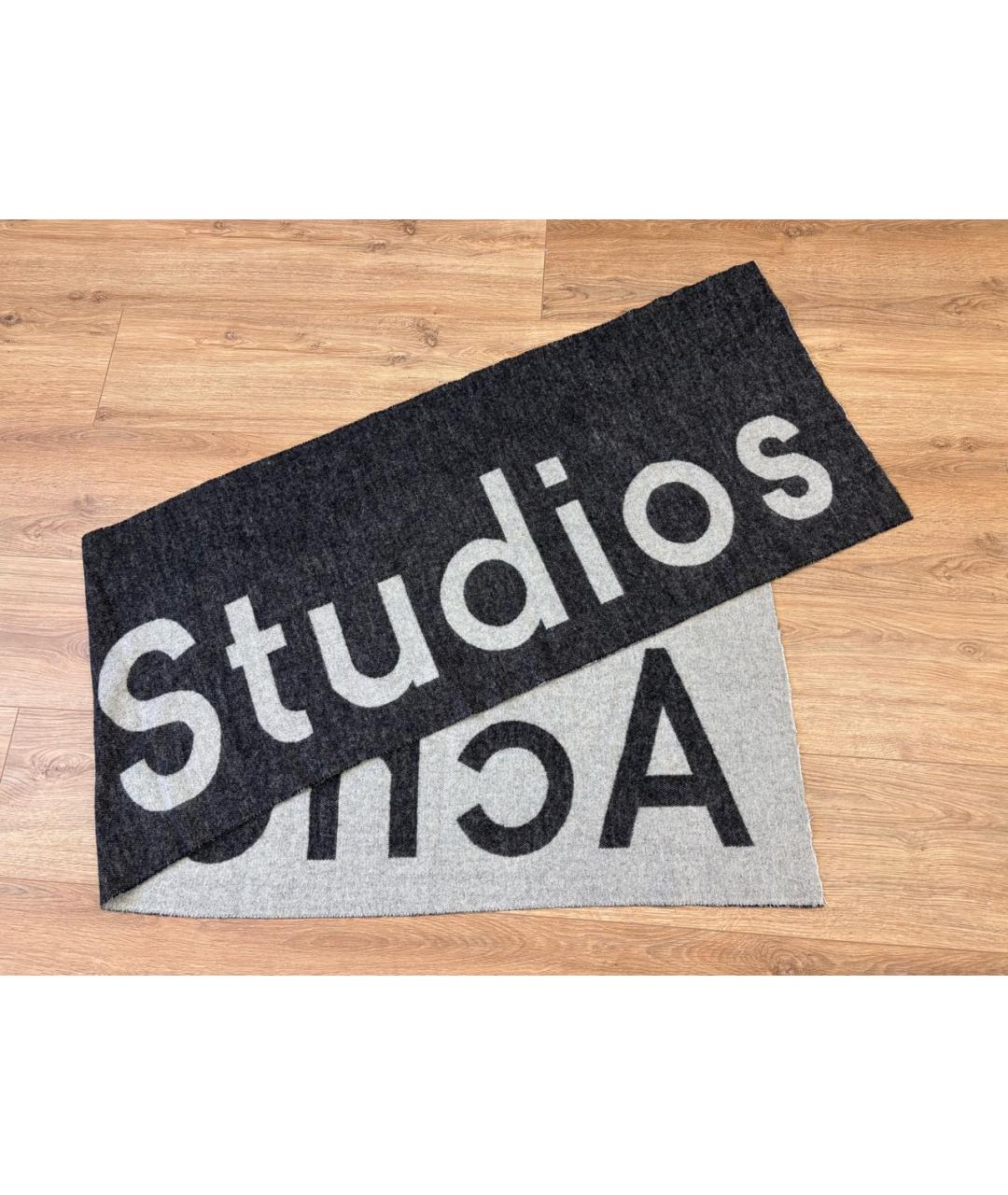 ACNE STUDIOS Антрацитовый шерстяной шарф, фото 2