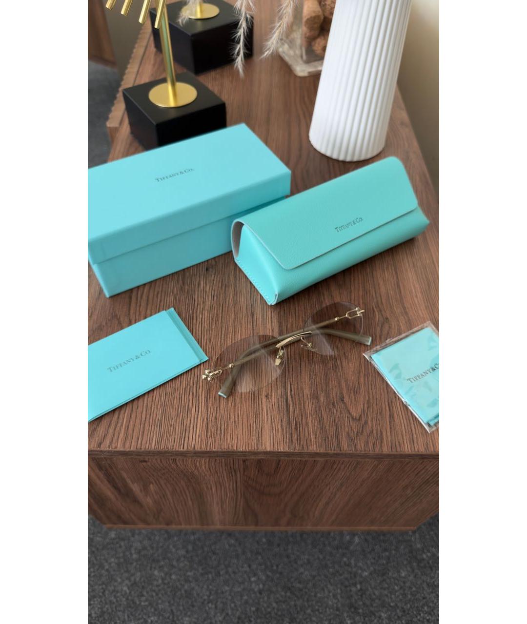 TIFFANY&CO Бежевые металлические солнцезащитные очки, фото 5
