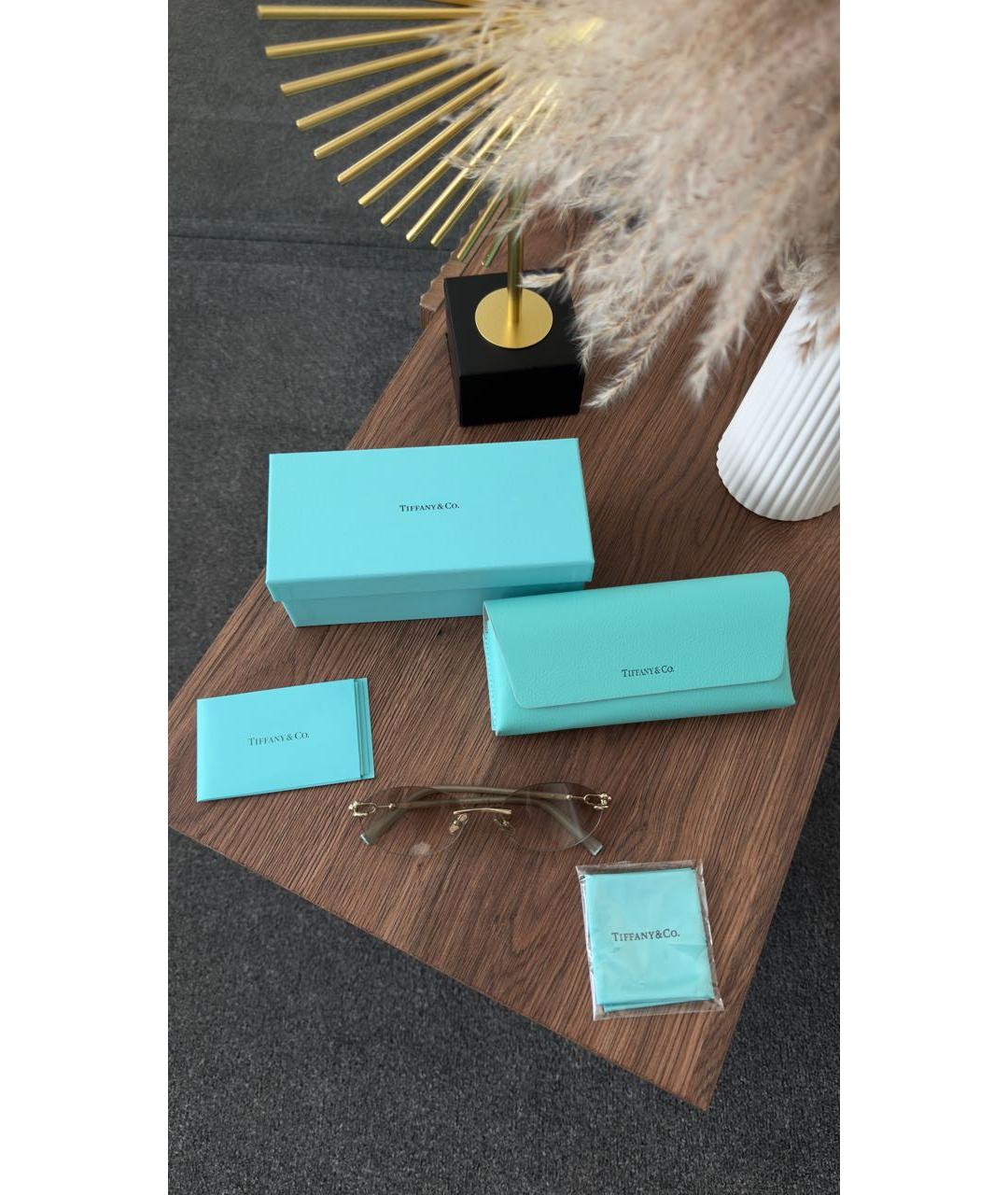 TIFFANY&CO Бежевые металлические солнцезащитные очки, фото 3