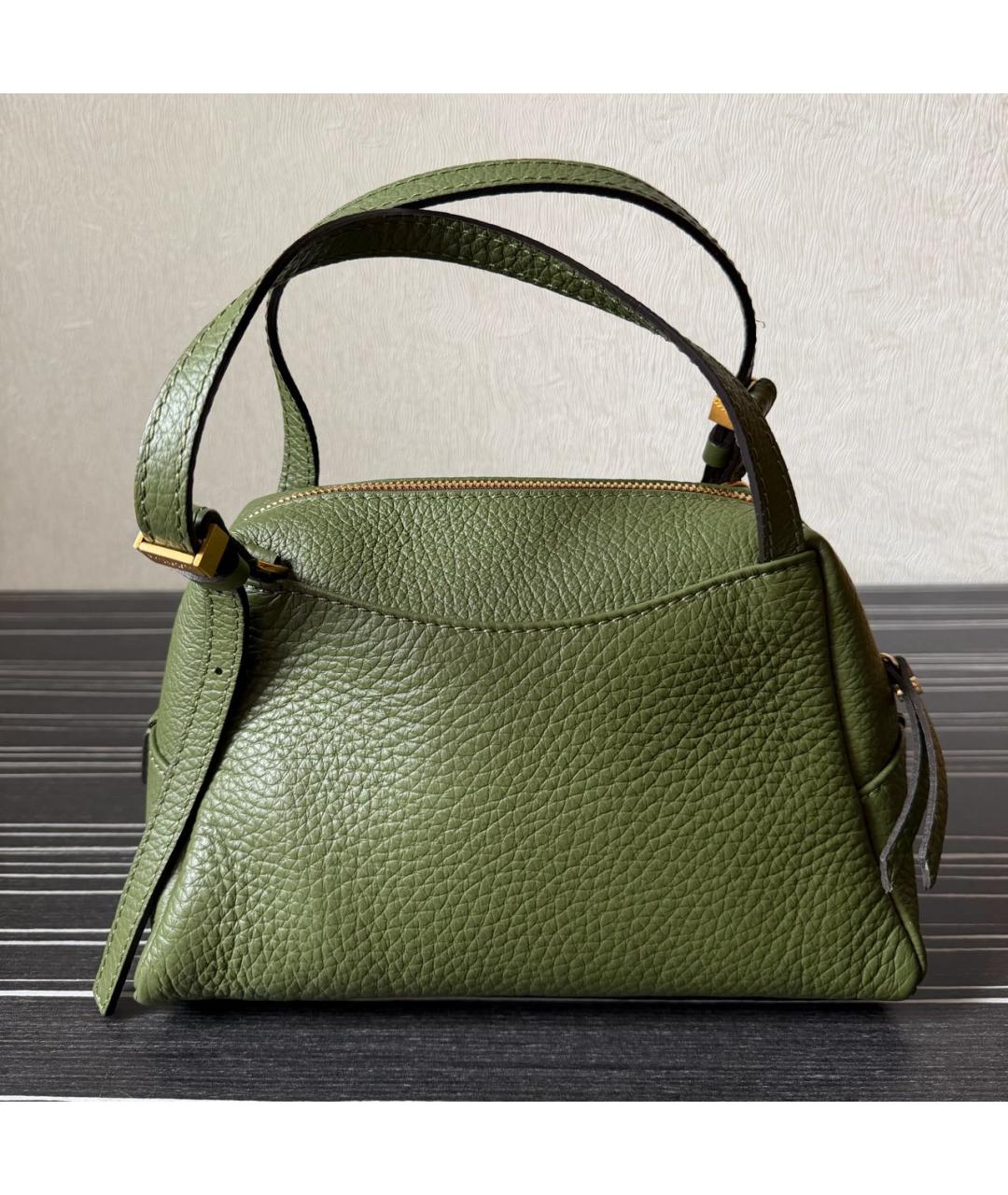 Gianni Chiarini Зеленая кожаная сумка с короткими ручками, фото 3