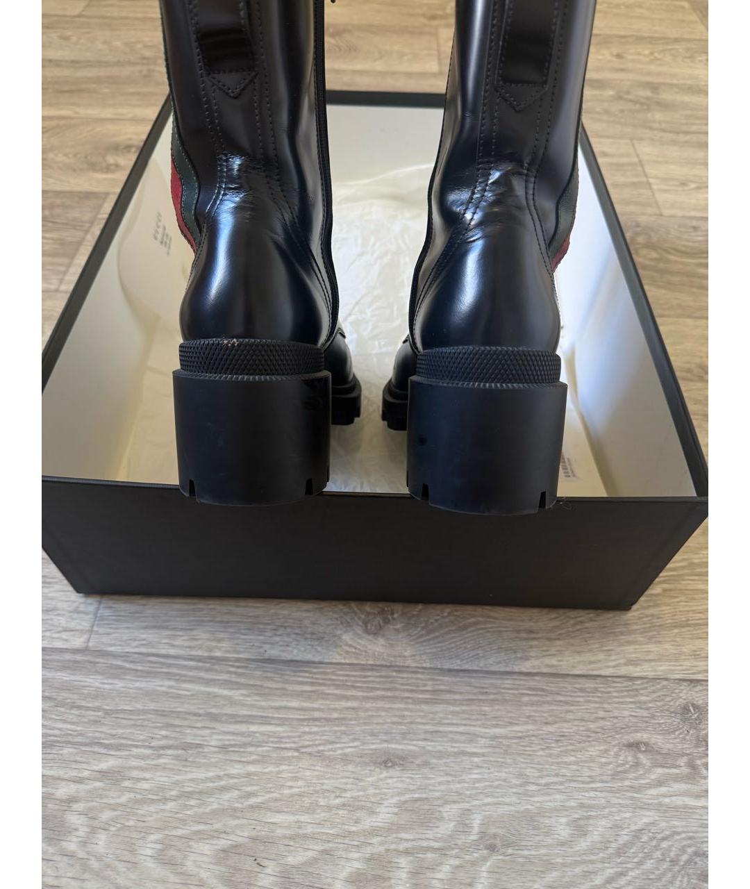 GUCCI Черные кожаные ботинки, фото 3