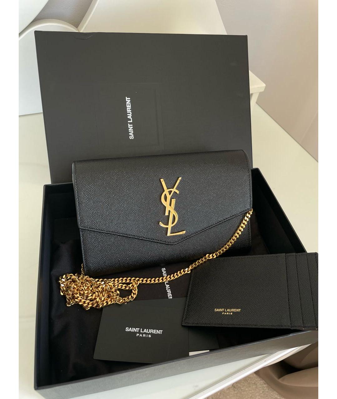 SAINT LAURENT Черная кожаная сумка через плечо, фото 2