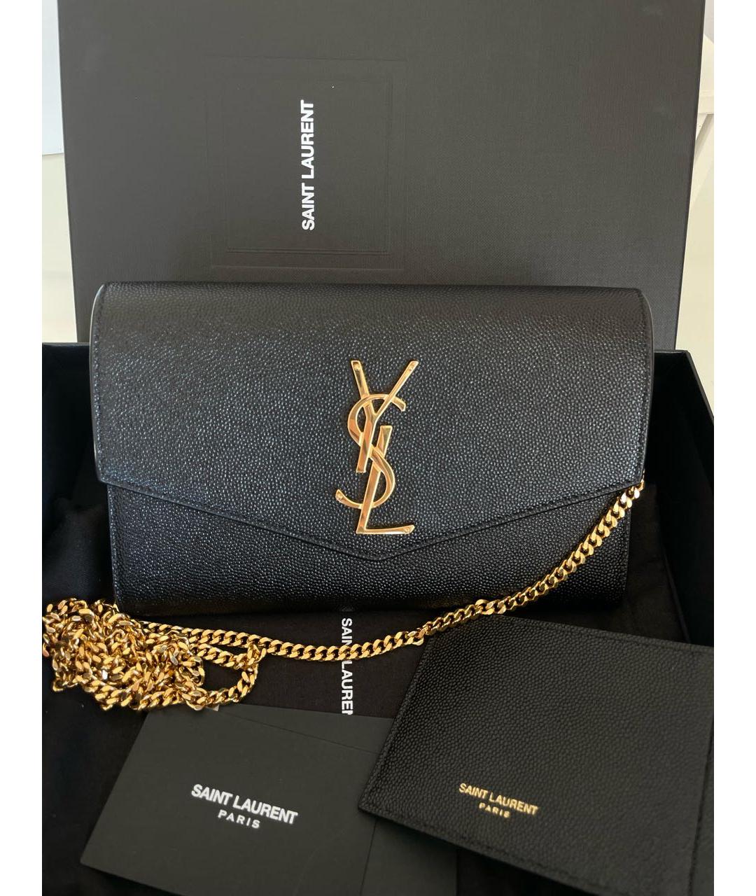 SAINT LAURENT Черная кожаная сумка через плечо, фото 3