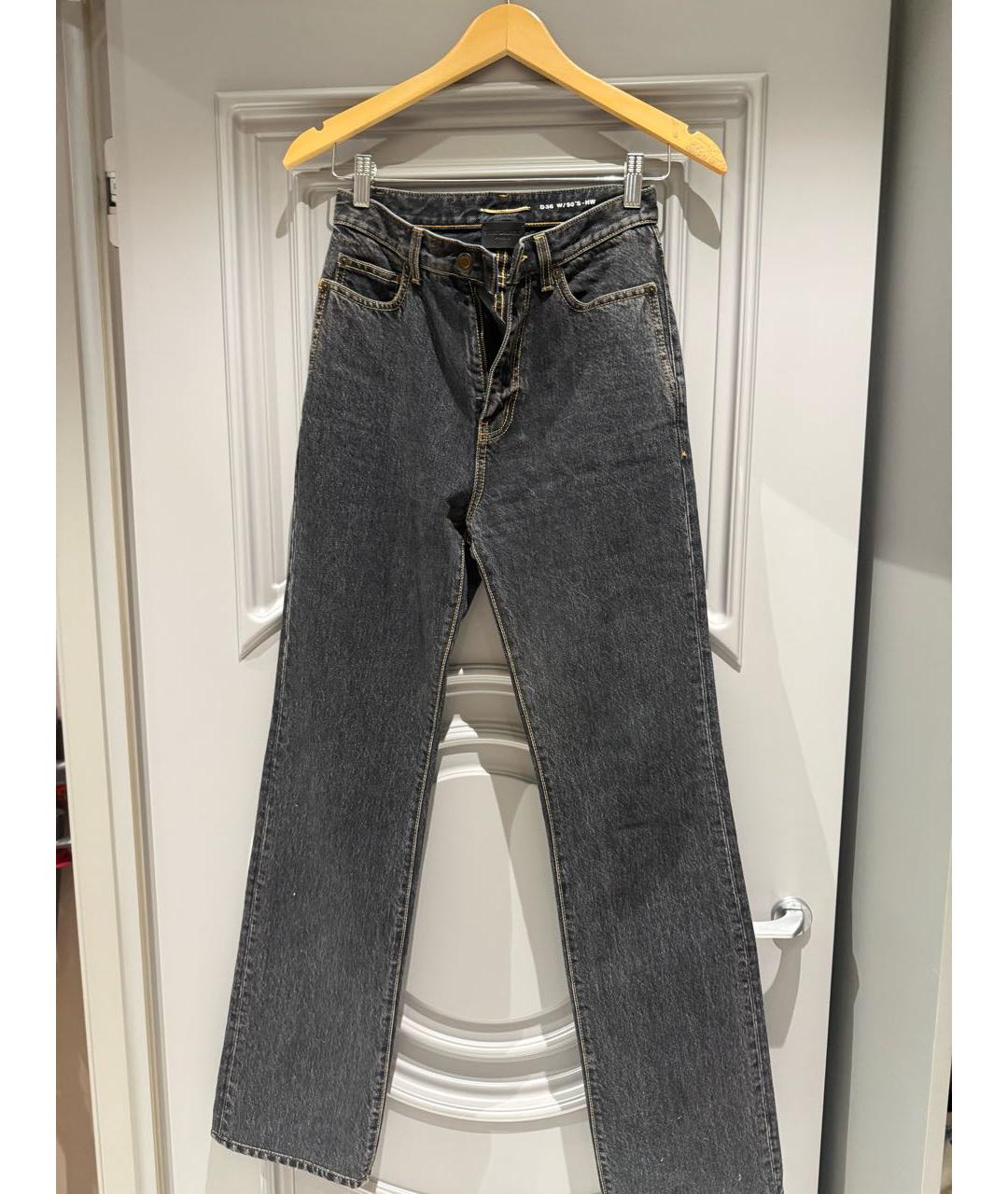 SAINT LAURENT Черные хлопковые прямые джинсы, фото 8