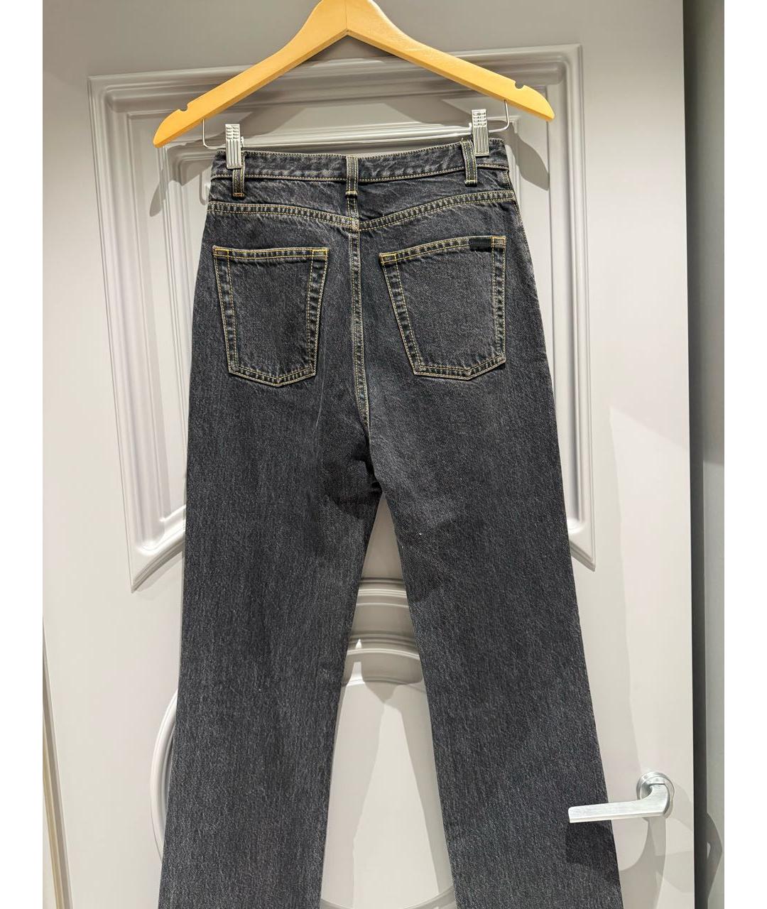 SAINT LAURENT Черные хлопковые прямые джинсы, фото 3