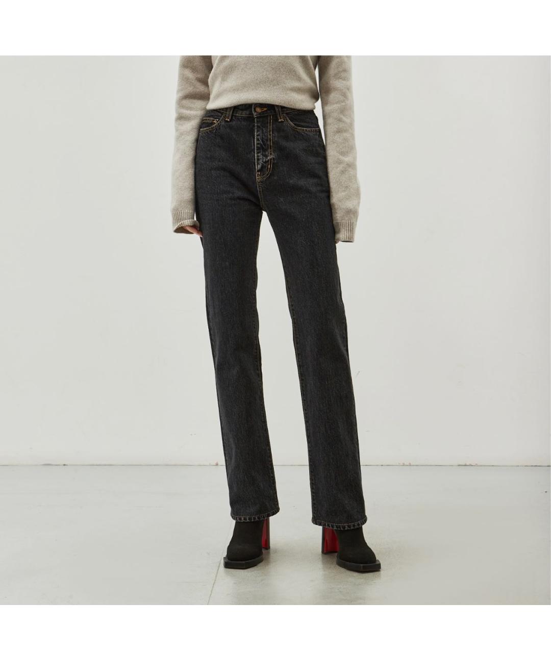 SAINT LAURENT Черные хлопковые прямые джинсы, фото 4