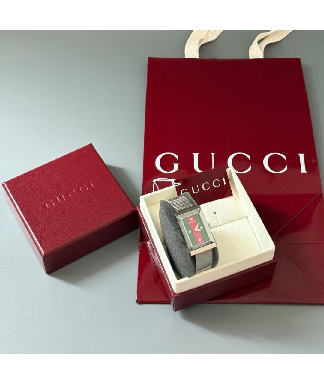 GUCCI Серебряные металлические часы, фото 4
