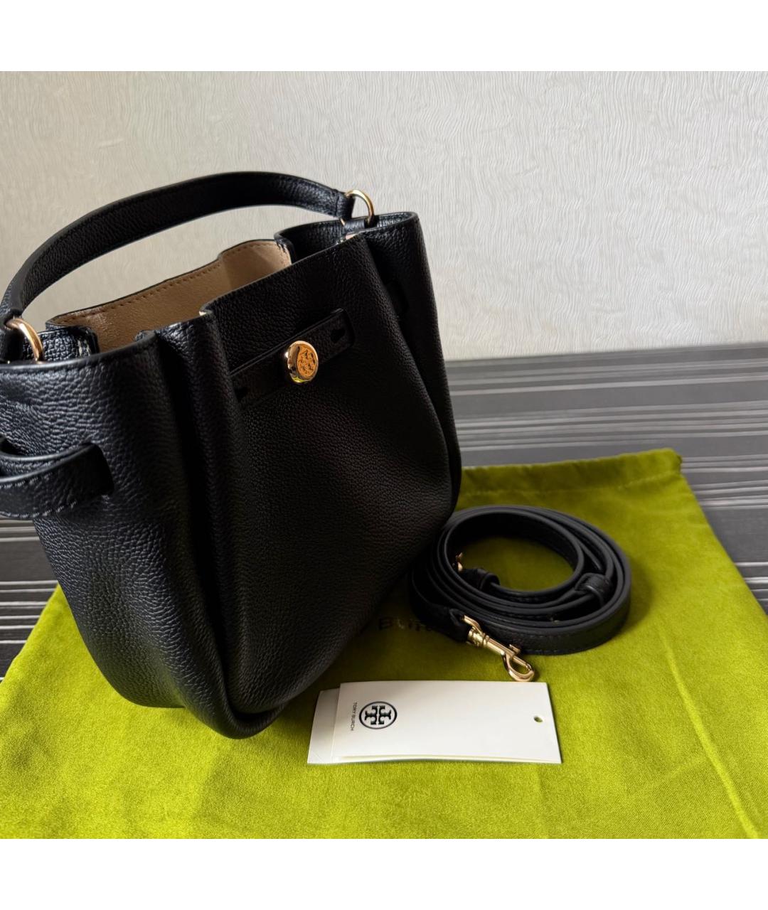 TORY BURCH Черная кожаная сумка с короткими ручками, фото 5