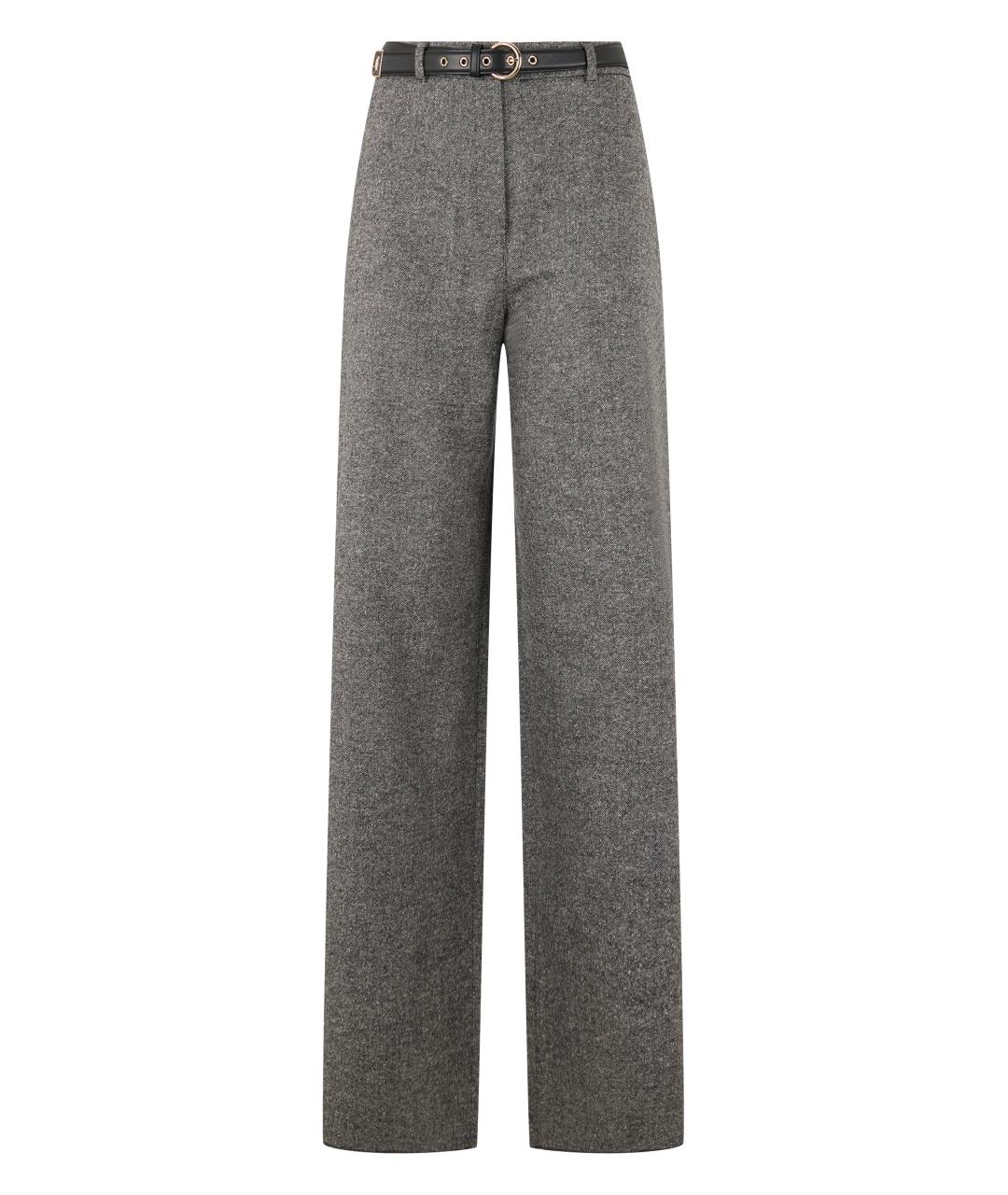 MAX MARA STUDIO Серые шерстяные прямые брюки, фото 1