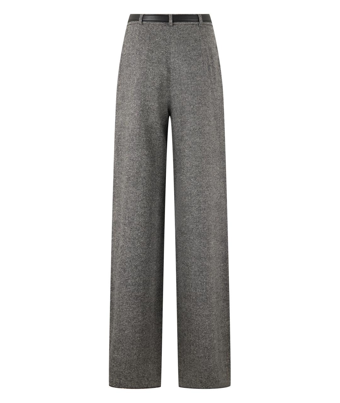 MAX MARA STUDIO Серые шерстяные прямые брюки, фото 2