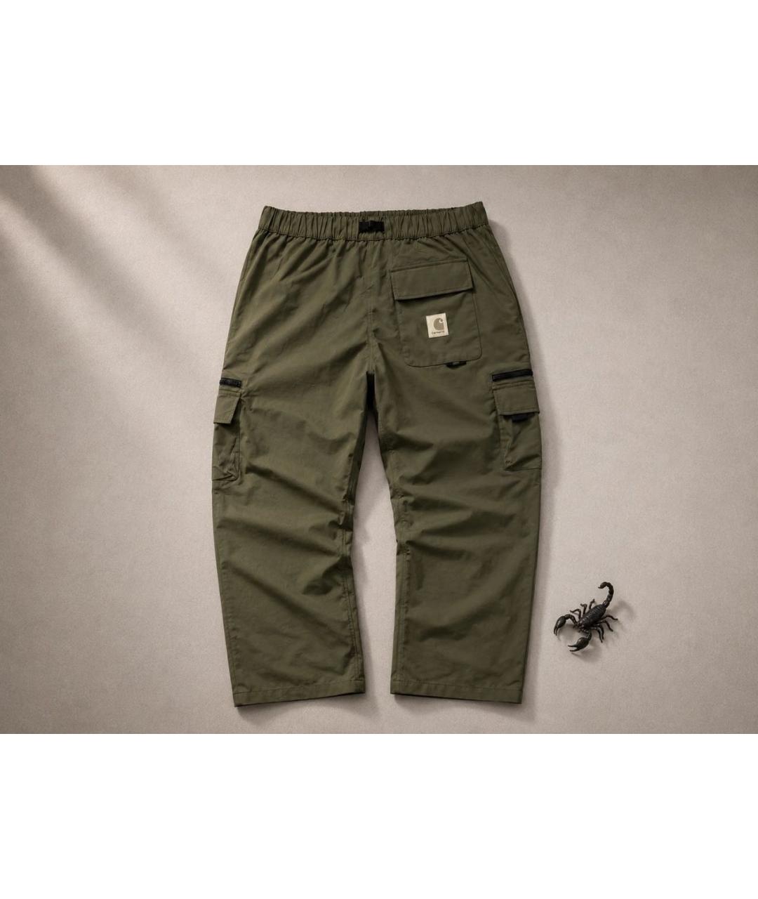 CARHARTT WIP Хаки полиэстеровые повседневные брюки, фото 2