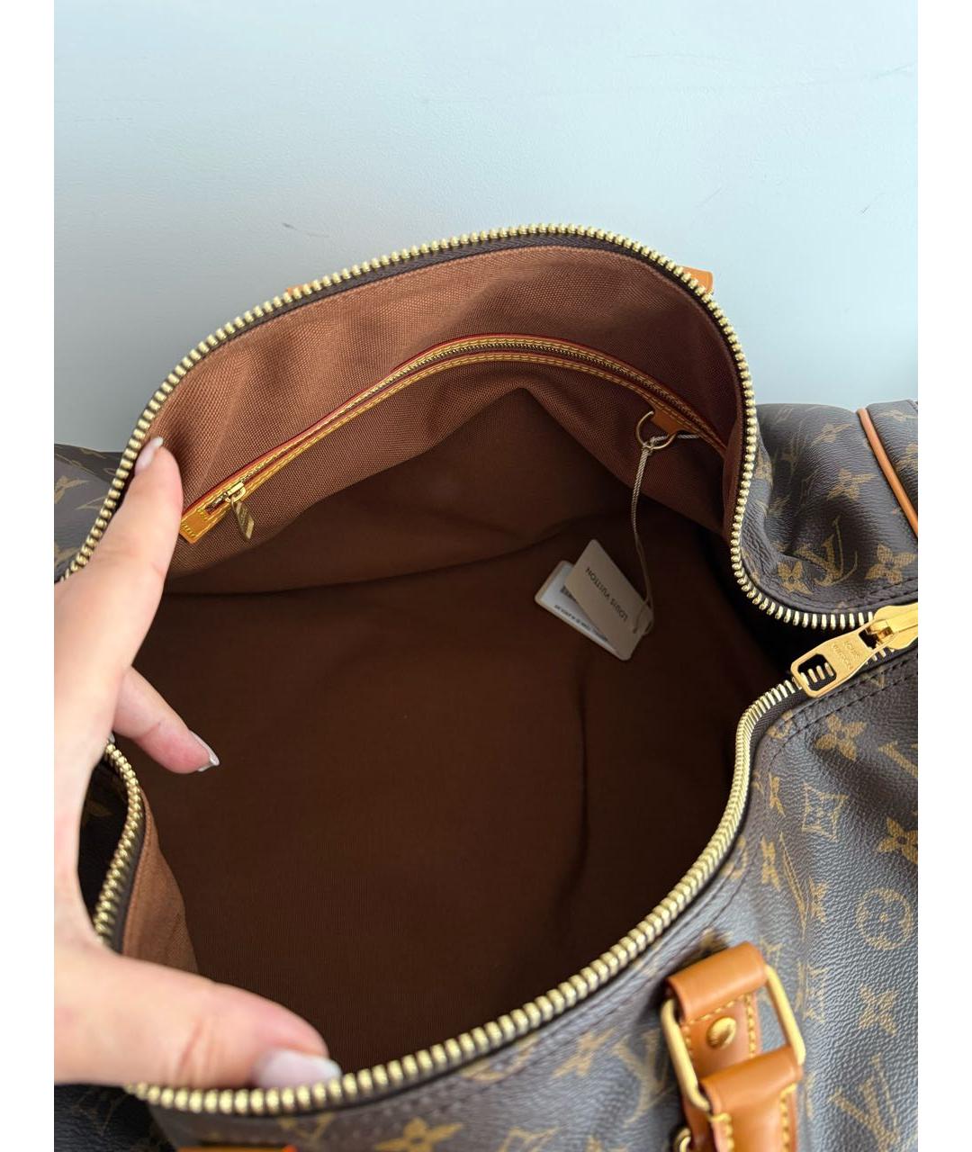 LOUIS VUITTON Коричневая дорожная/спортивная сумка из канвы, фото 4