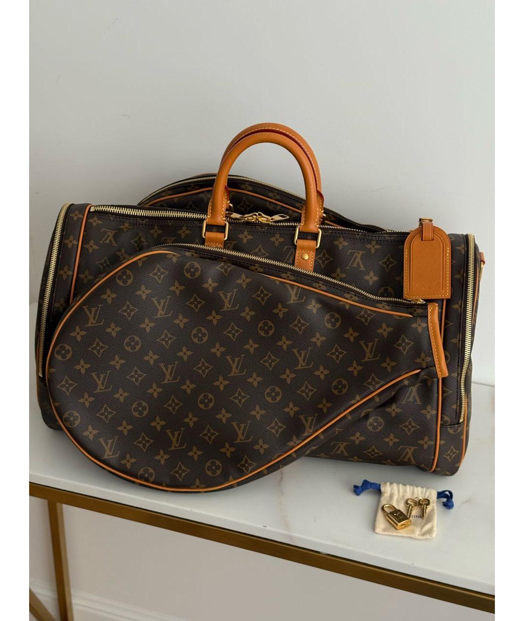 LOUIS VUITTON Коричневая дорожная/спортивная сумка из канвы, фото 9