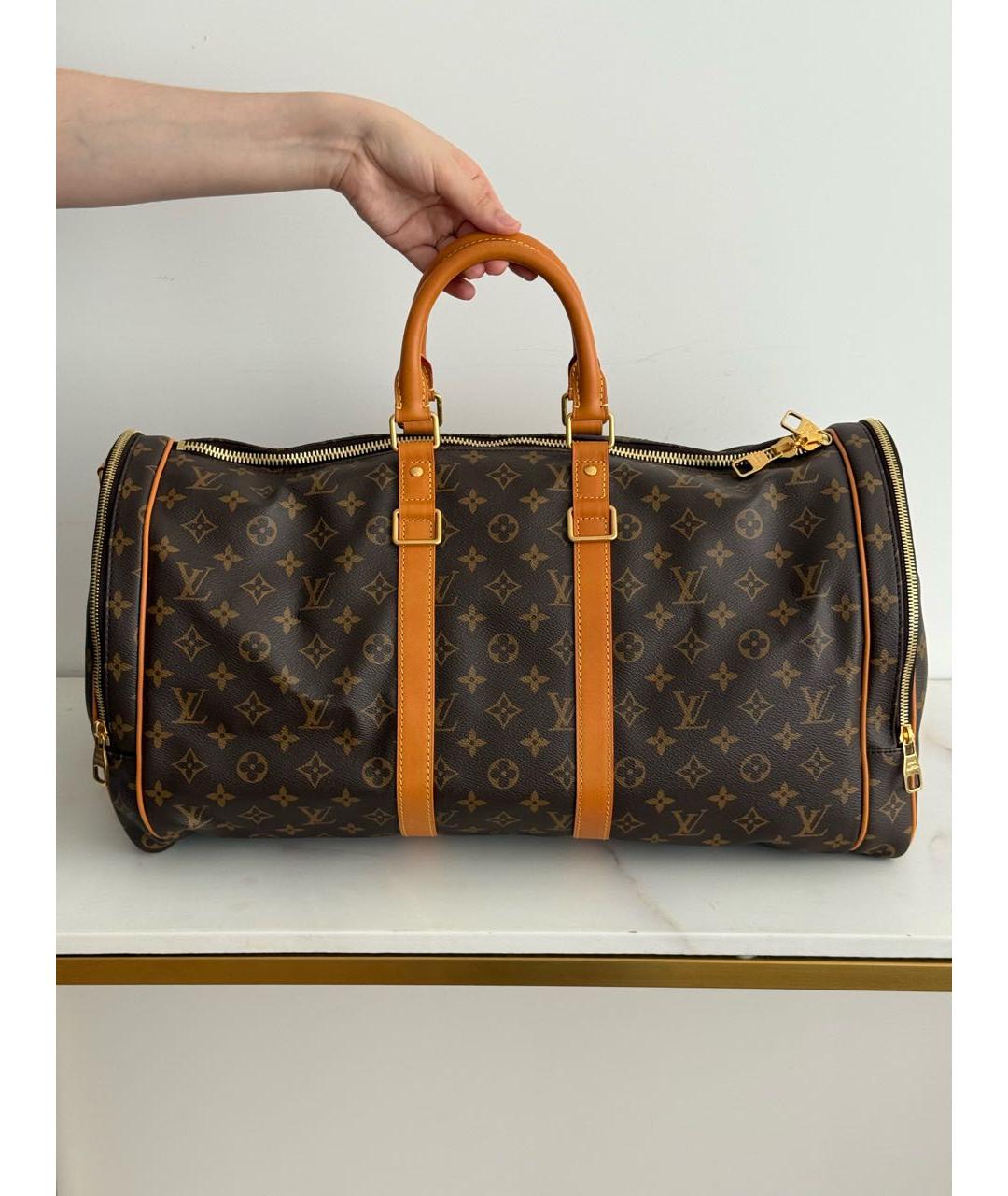 LOUIS VUITTON Коричневая дорожная/спортивная сумка из канвы, фото 2