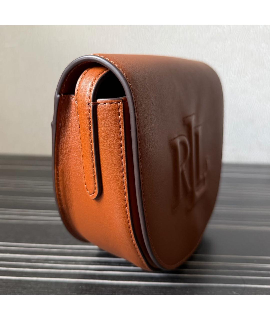 POLO RALPH LAUREN Коричневая кожаная сумка через плечо, фото 2