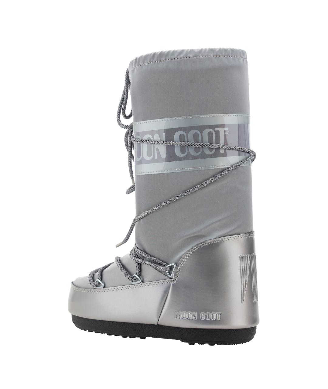 MOON BOOT Серебряные текстильные сапоги, фото 3