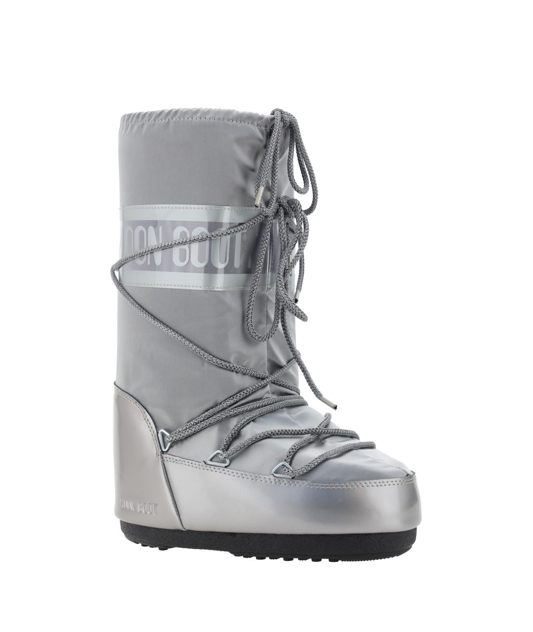 MOON BOOT Серебряные текстильные сапоги, фото 2