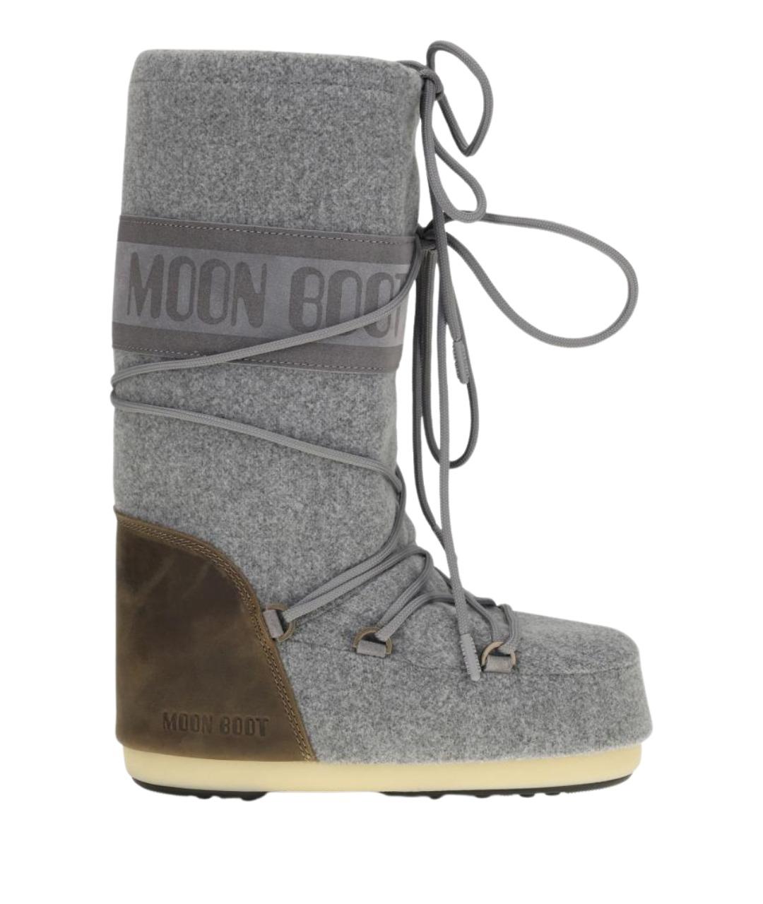 MOON BOOT Серые текстильные сапоги, фото 1