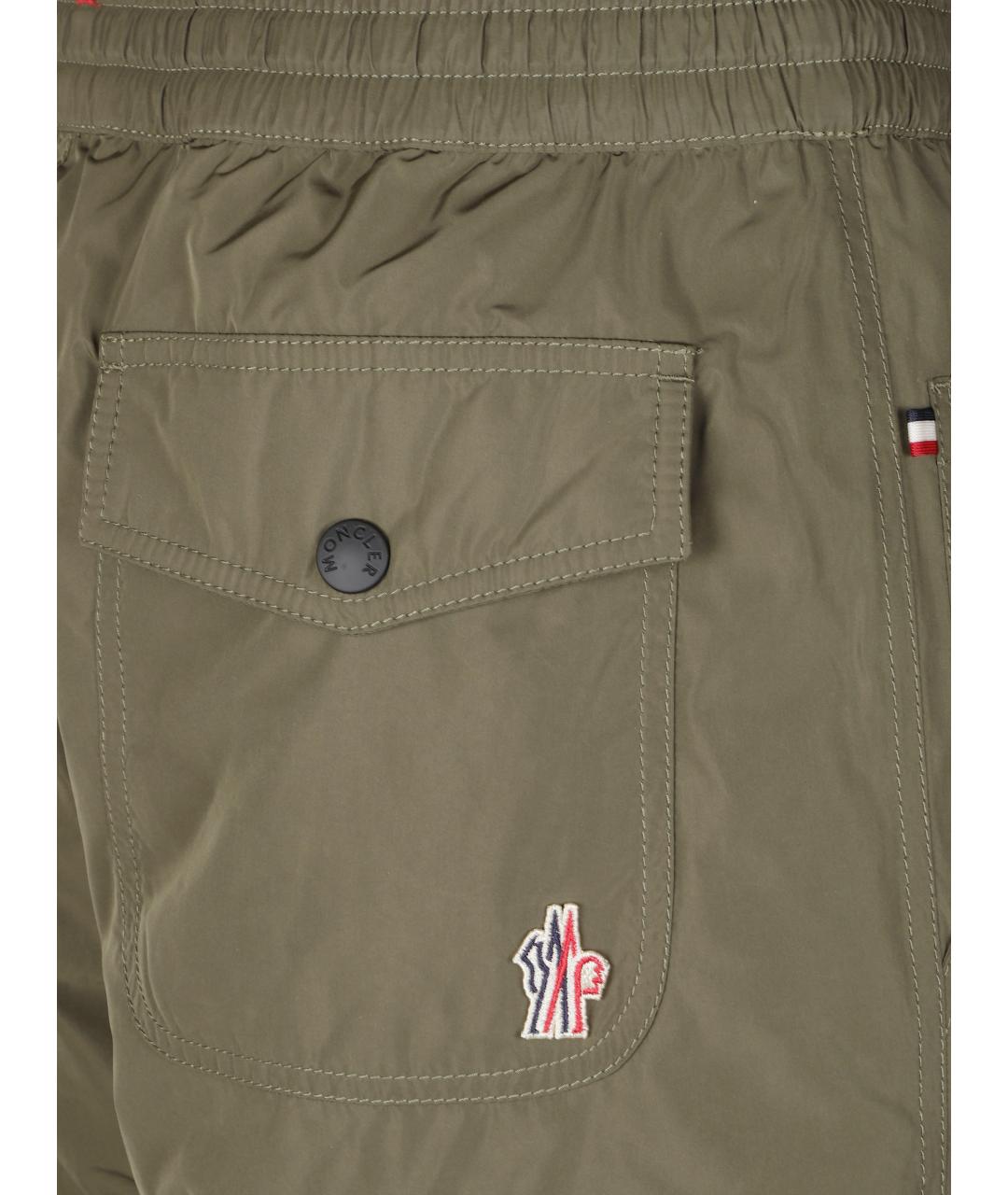 MONCLER GRENOBLE Зеленые полиэстеровые повседневные брюки, фото 2
