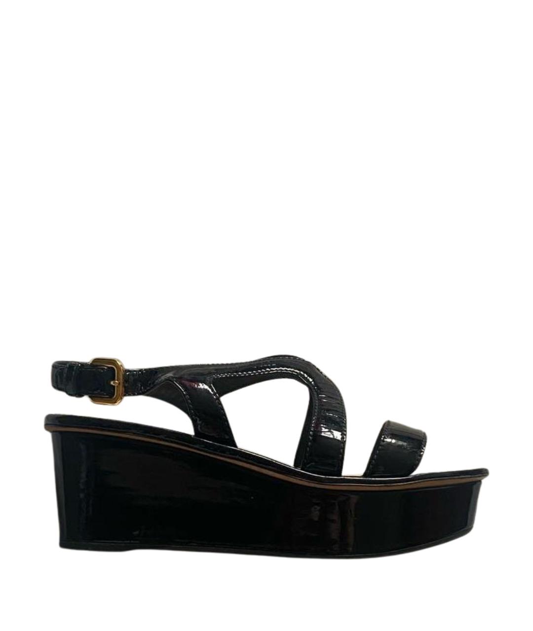PRADA Черные босоножки из лакированной кожи, фото 1