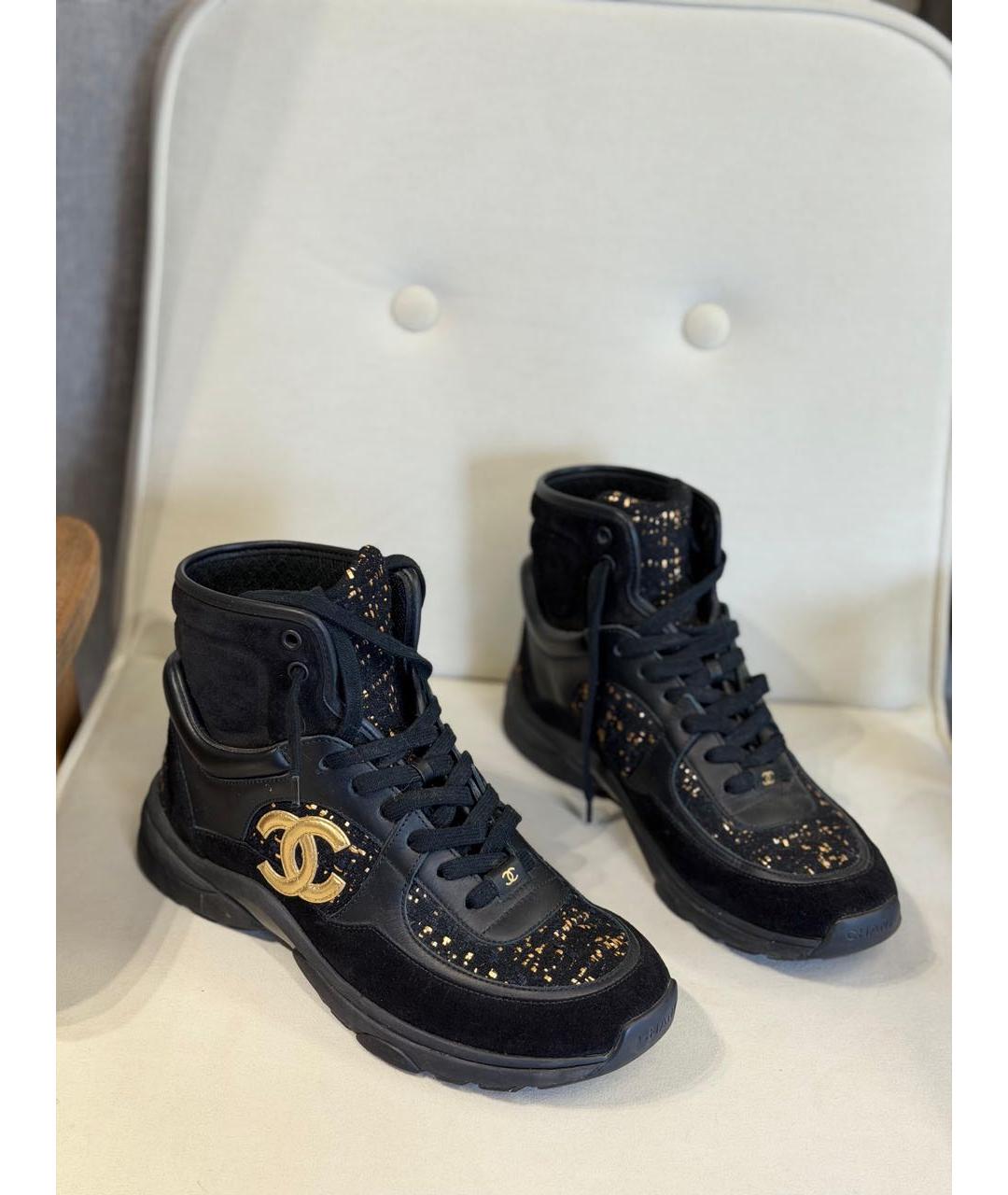 CHANEL Черные кожаные кроссовки, фото 2