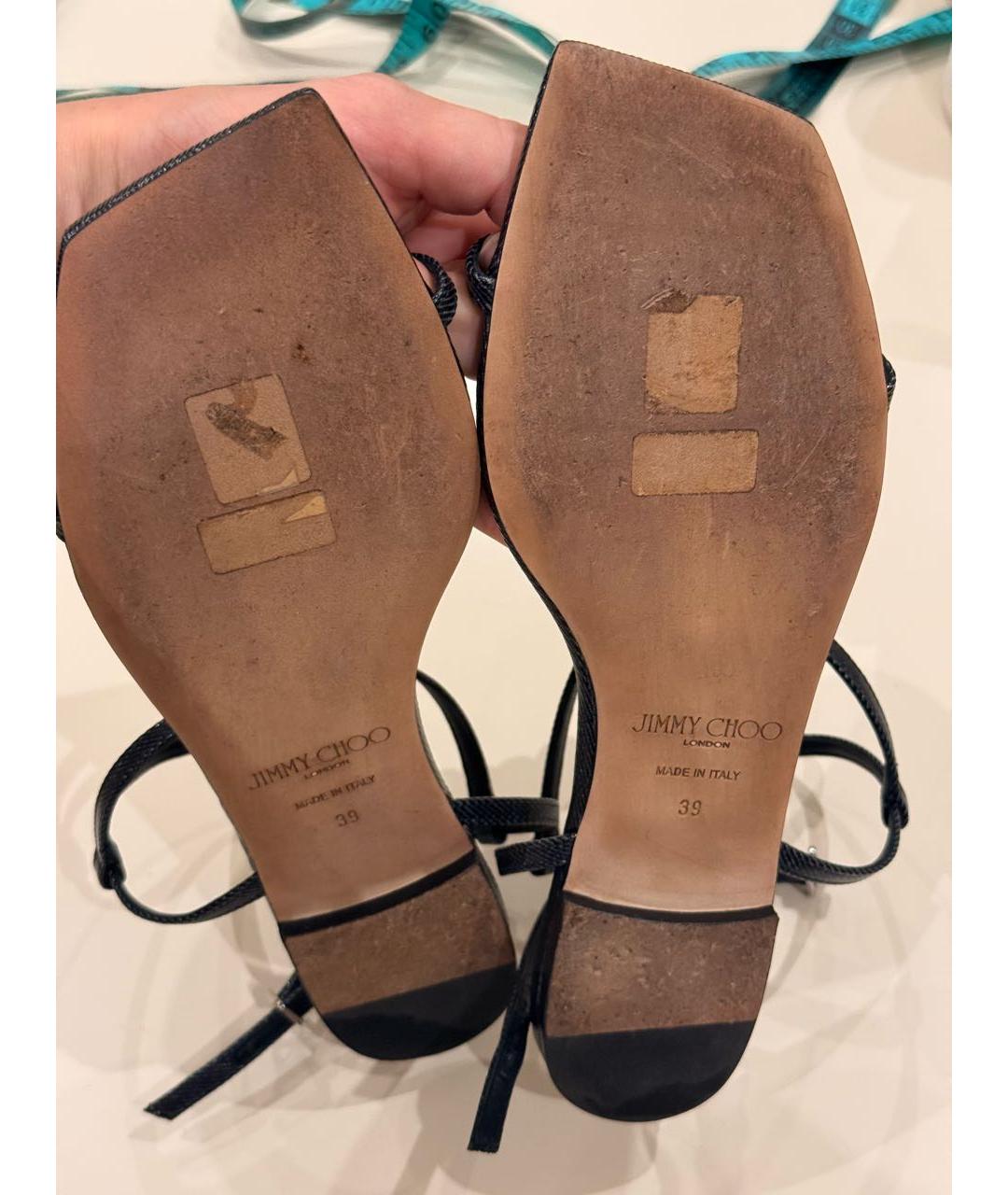JIMMY CHOO Черные кожаные босоножки, фото 7
