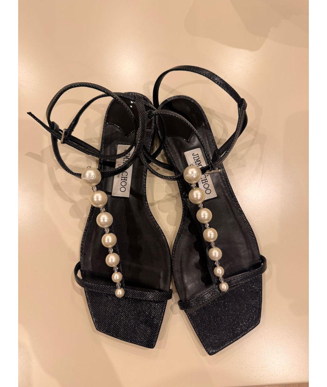 JIMMY CHOO Черные кожаные босоножки, фото 2