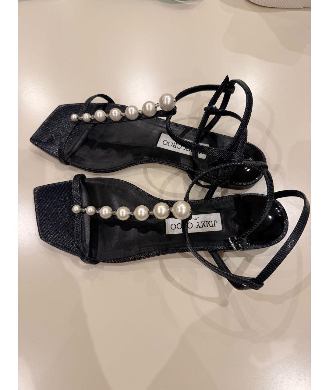 JIMMY CHOO Черные кожаные босоножки, фото 3