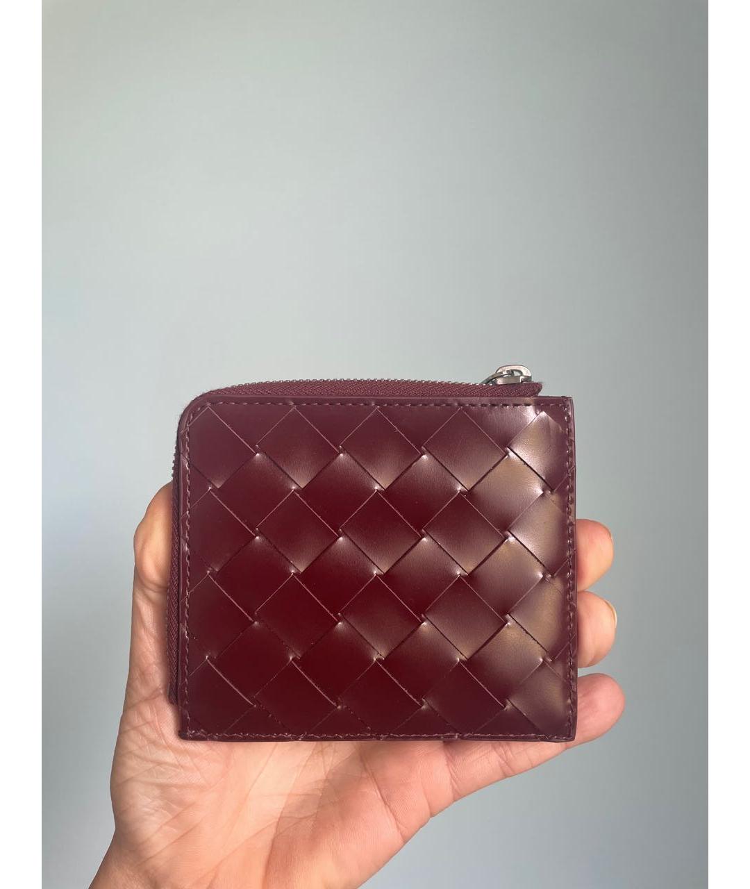 BOTTEGA VENETA Бордовый кожаный кошелек, фото 6