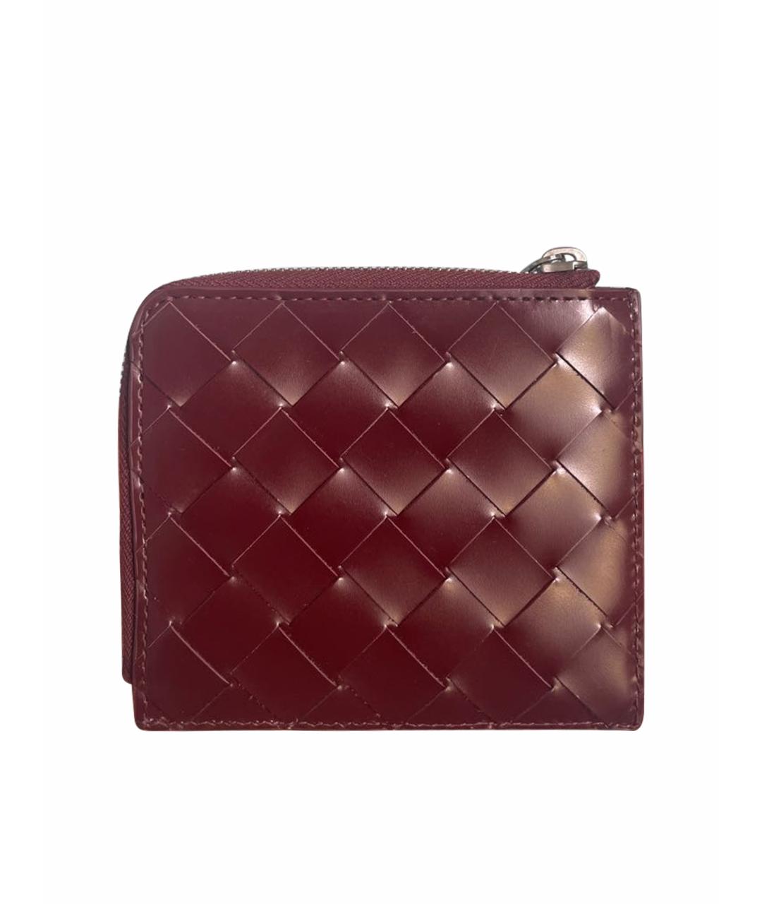 BOTTEGA VENETA Бордовый кожаный кошелек, фото 1