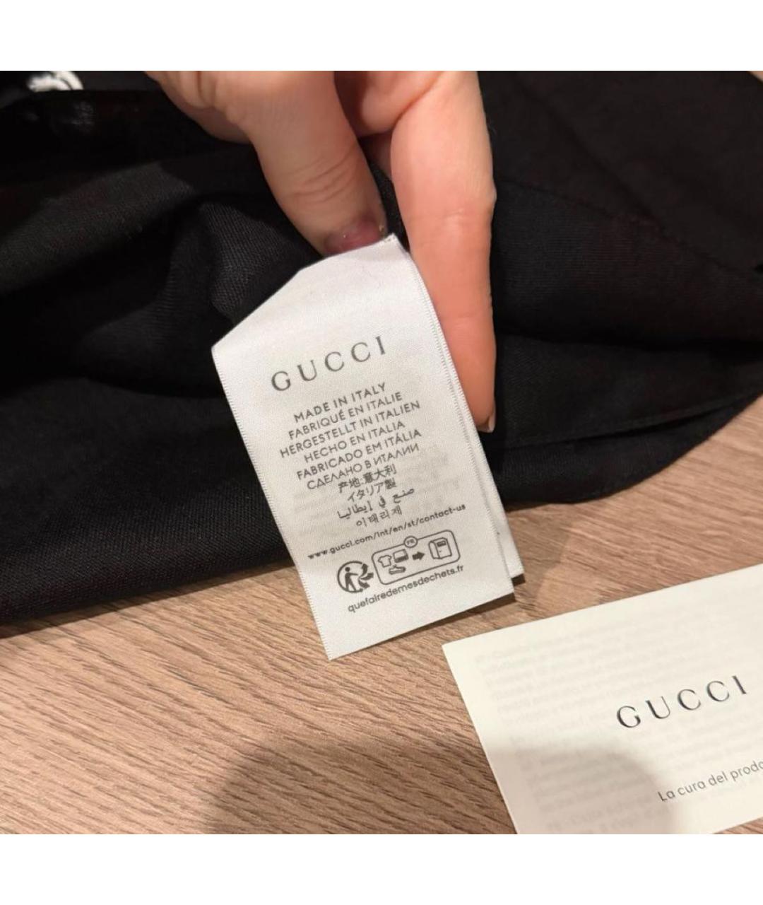 GUCCI Черный шерстяной шарф, фото 5