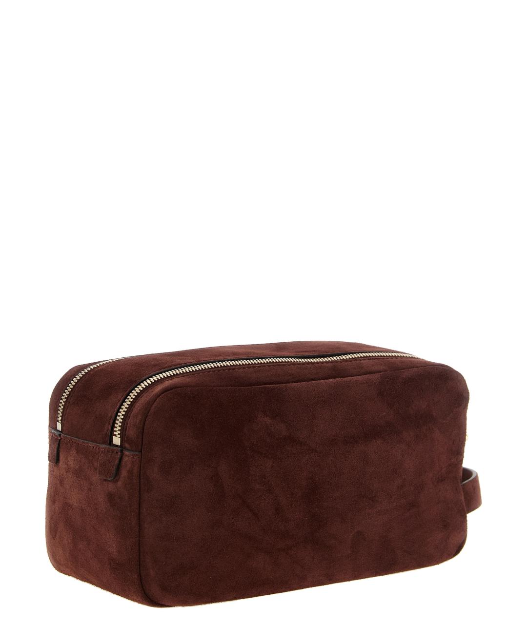 BRUNELLO CUCINELLI Бордовая замшевая косметичка, фото 2