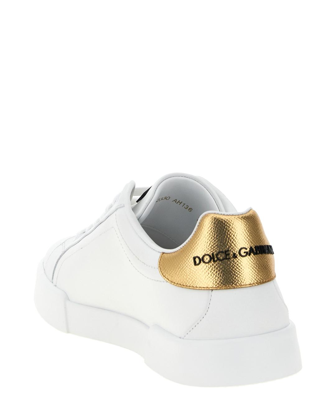 DOLCE&GABBANA Белые кожаные низкие кроссовки / кеды, фото 3