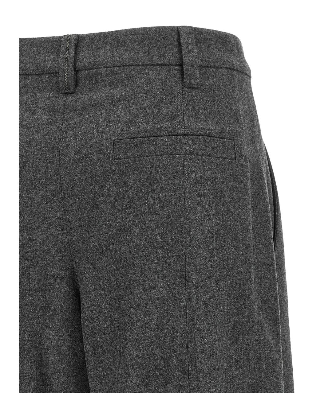 BRUNELLO CUCINELLI Серые шерстяные брюки широкие, фото 4