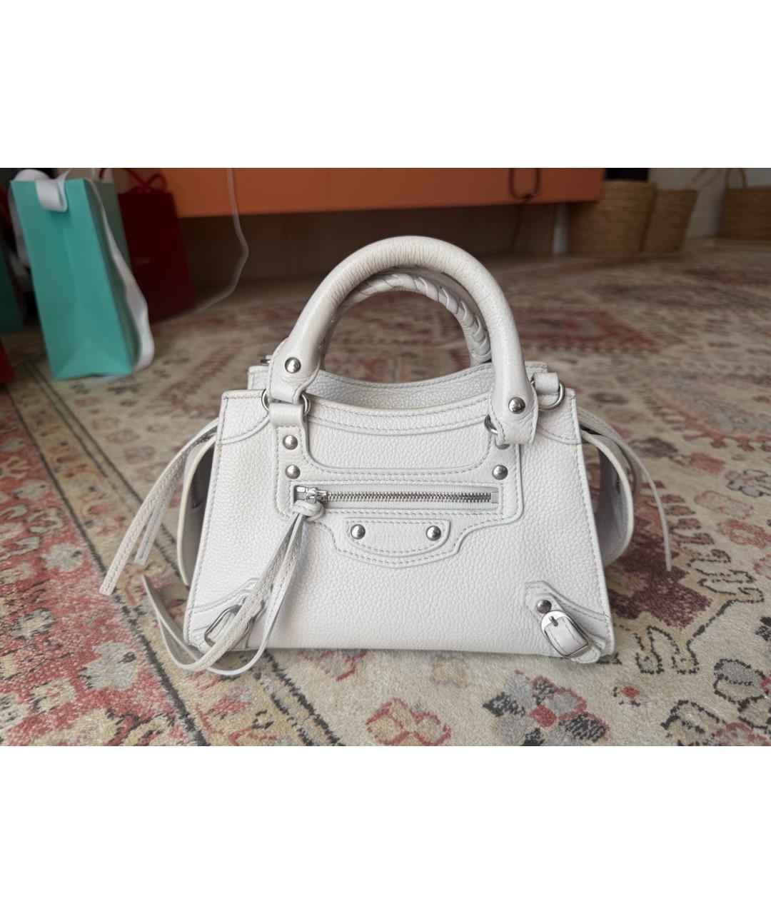 BALENCIAGA Серая кожаная сумка с короткими ручками, фото 9