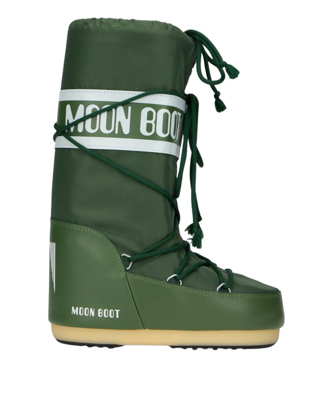 MOON BOOT Зеленые синтетические высокие ботинки, фото 1