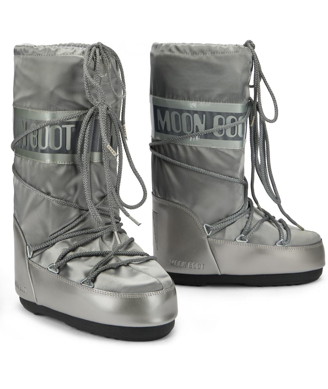 MOON BOOT Серебряные синтетические сапоги, фото 2