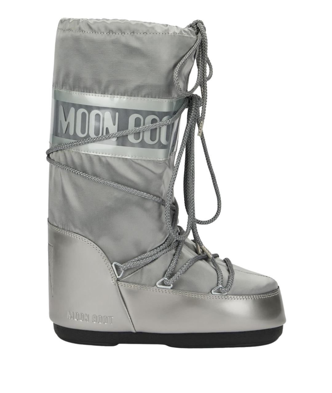 MOON BOOT Серебряные синтетические сапоги, фото 1