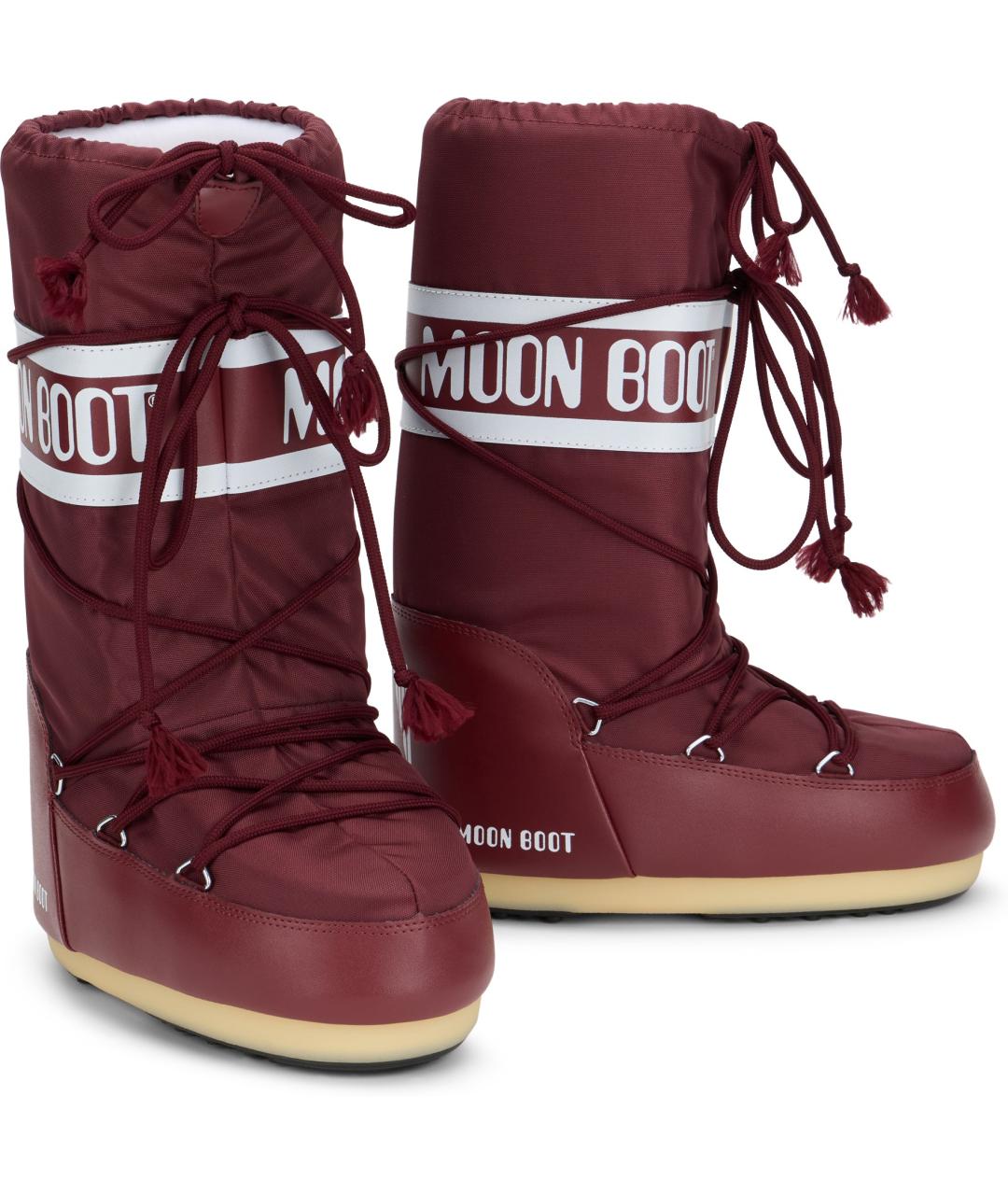 MOON BOOT Бордовые синтетические высокие ботинки, фото 2