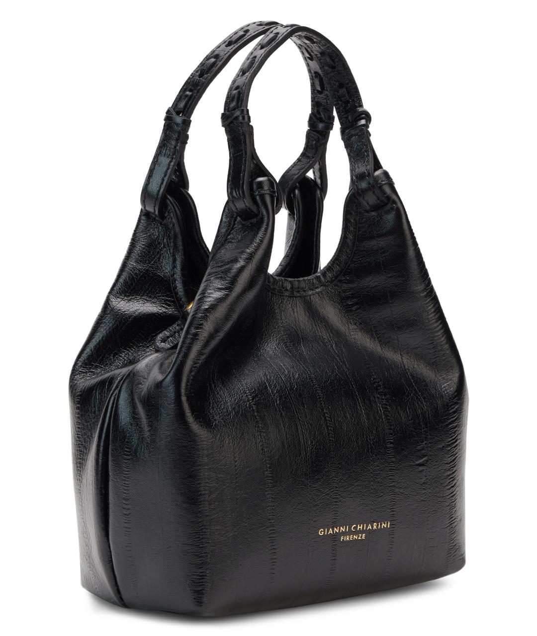 Gianni Chiarini Черная кожаная сумка с короткими ручками, фото 2
