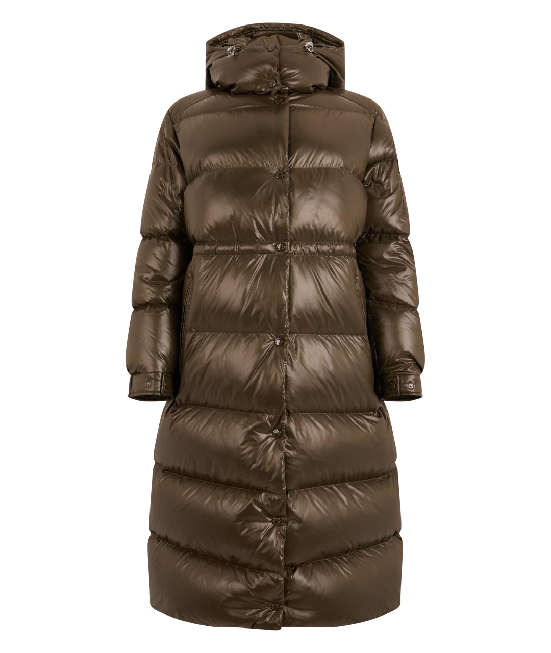 MONCLER Коричневый полиамидовый пуховик, фото 1