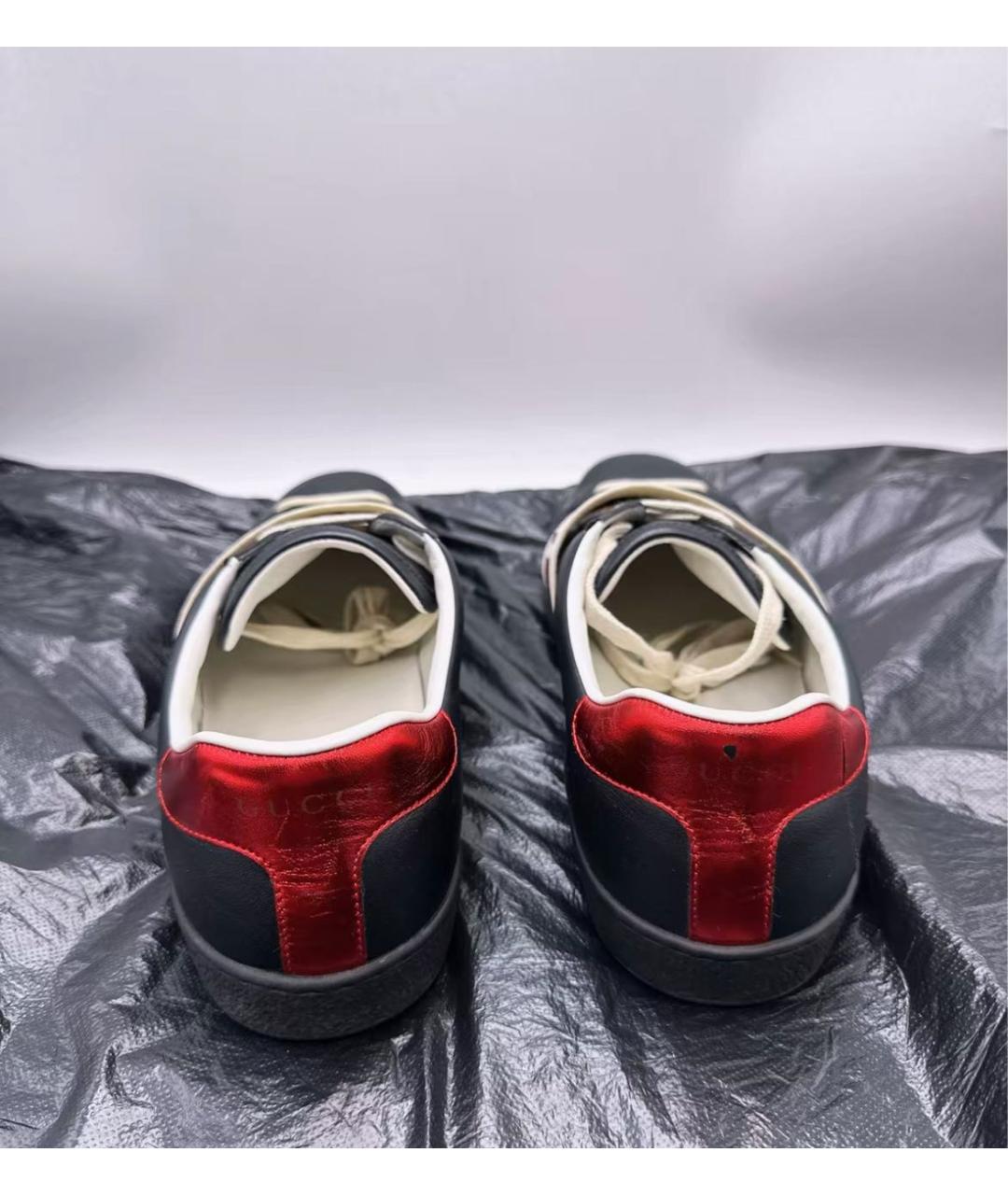 GUCCI Темно-синие кожаные низкие кроссовки / кеды, фото 2