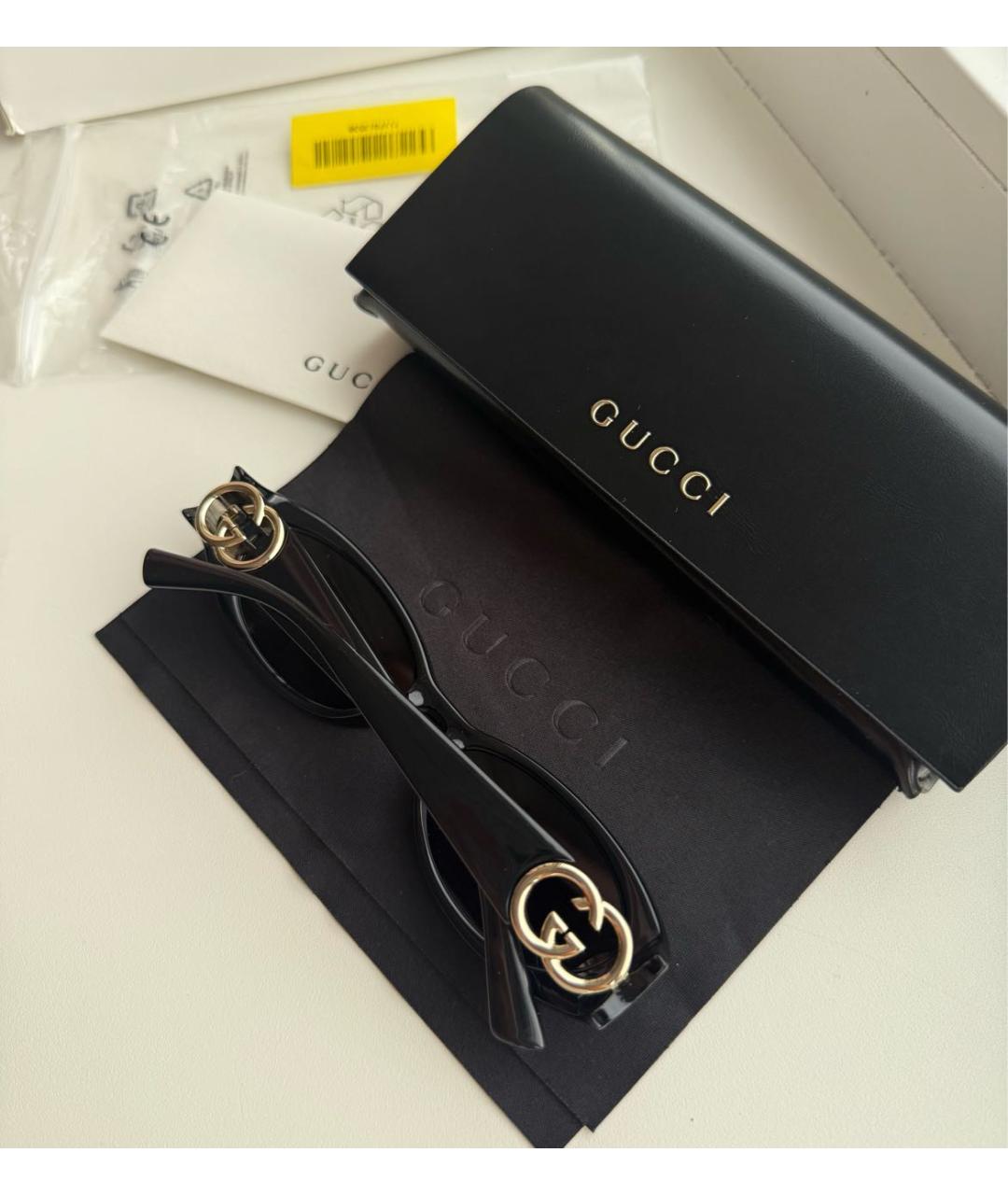 GUCCI Черные пластиковые солнцезащитные очки, фото 2