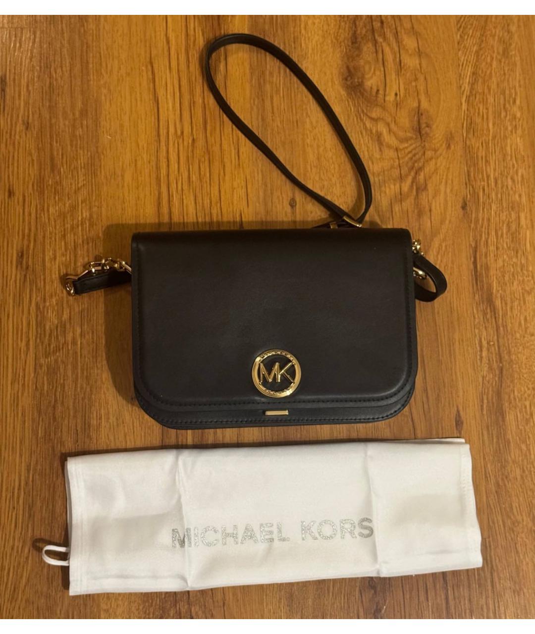 MICHAEL KORS Черная кожаная сумка через плечо, фото 4