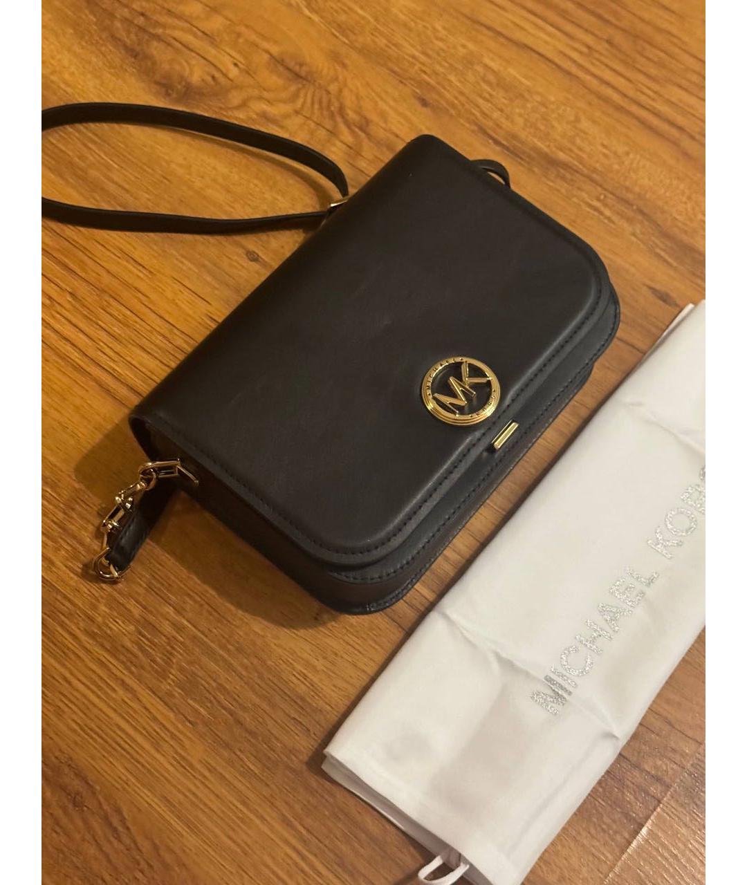 MICHAEL KORS Черная кожаная сумка через плечо, фото 2
