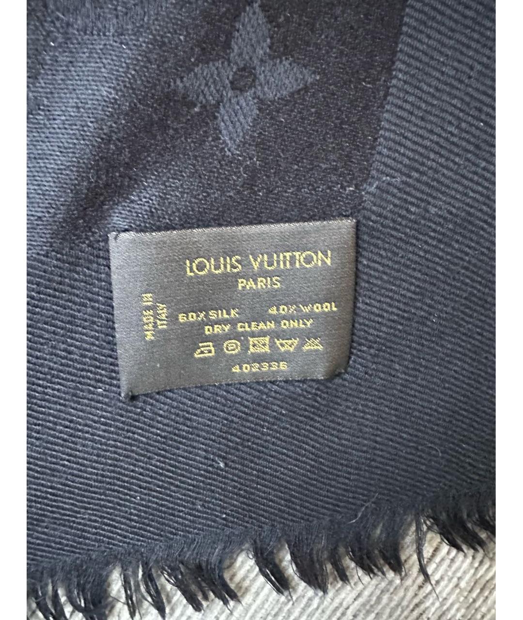 LOUIS VUITTON Черный шерстяной платок, фото 2