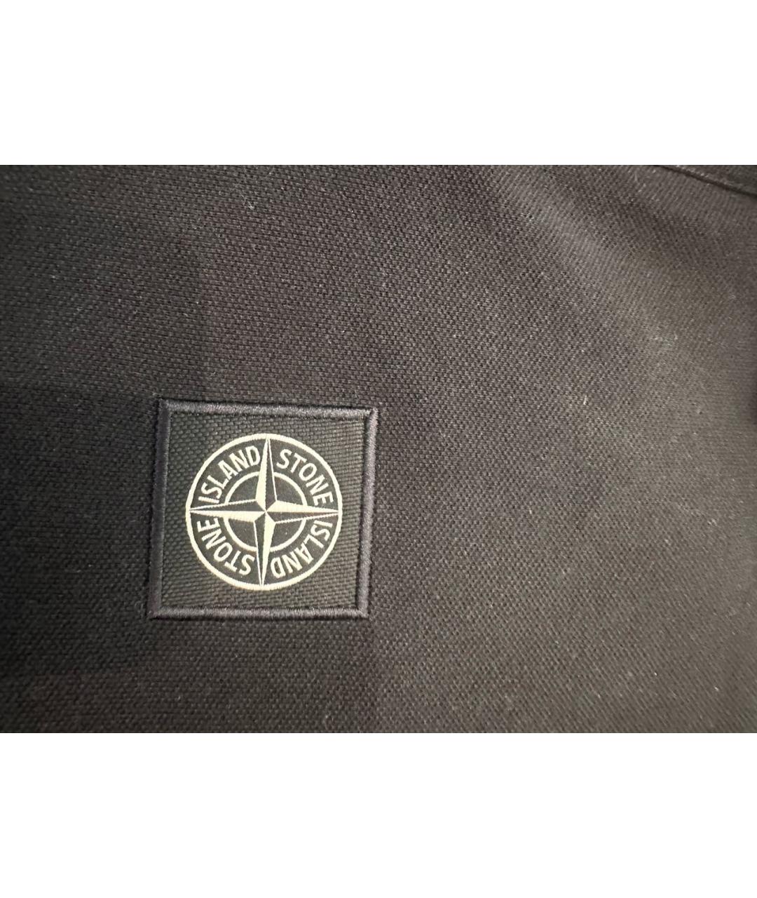 STONE ISLAND Черное хлопковое поло с коротким рукавом, фото 2