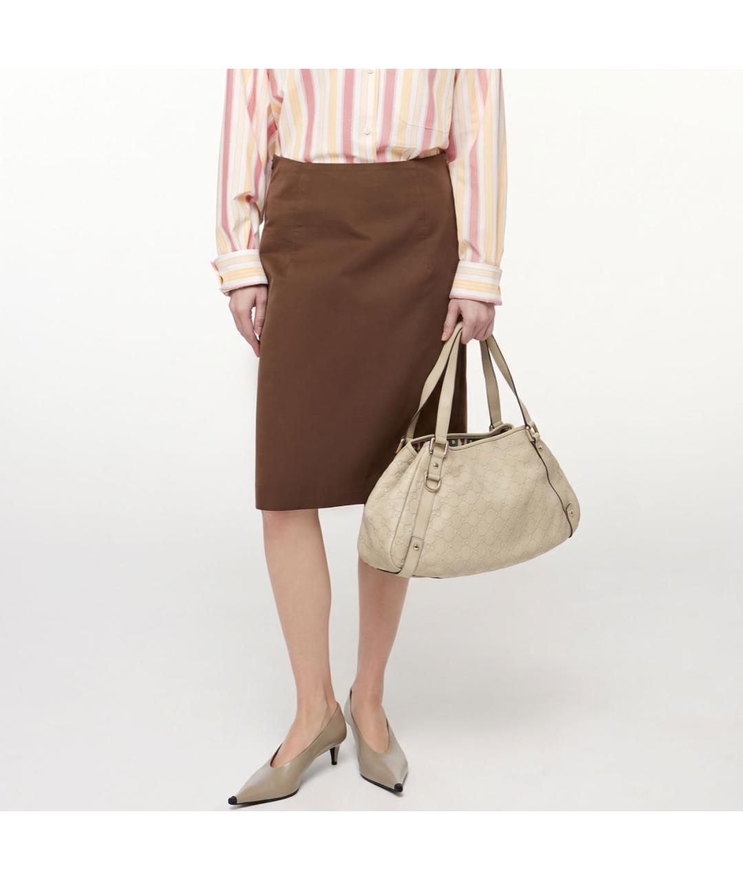 GUCCI Бежевая кожаная сумка через плечо, фото 6