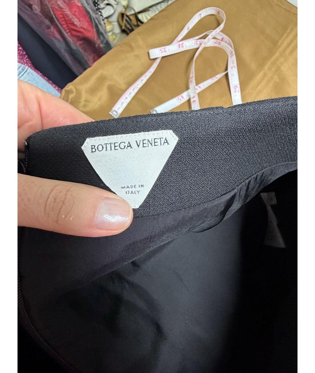 BOTTEGA VENETA Черная шерстяная юбка мини, фото 5